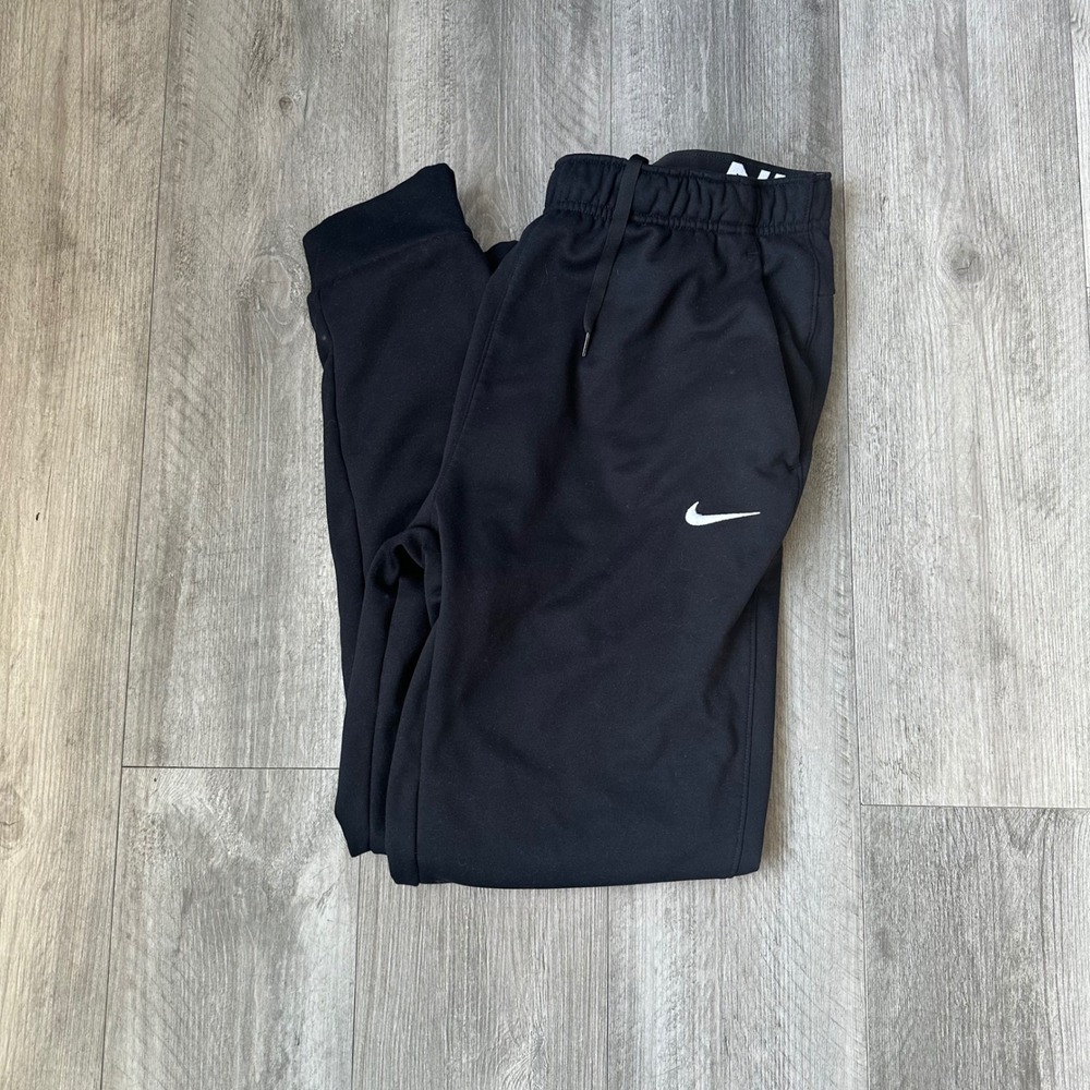 Nike Therma-FIT Black Jogger Sweatpants Men's L Tall Drawstring Cuffed